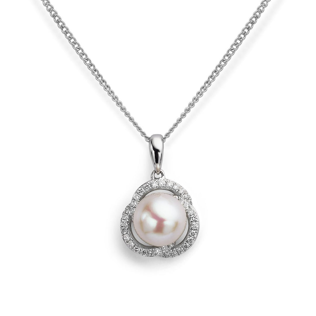 Cultured Pearl and Diamond Cluster Pendant - Deacon & Son