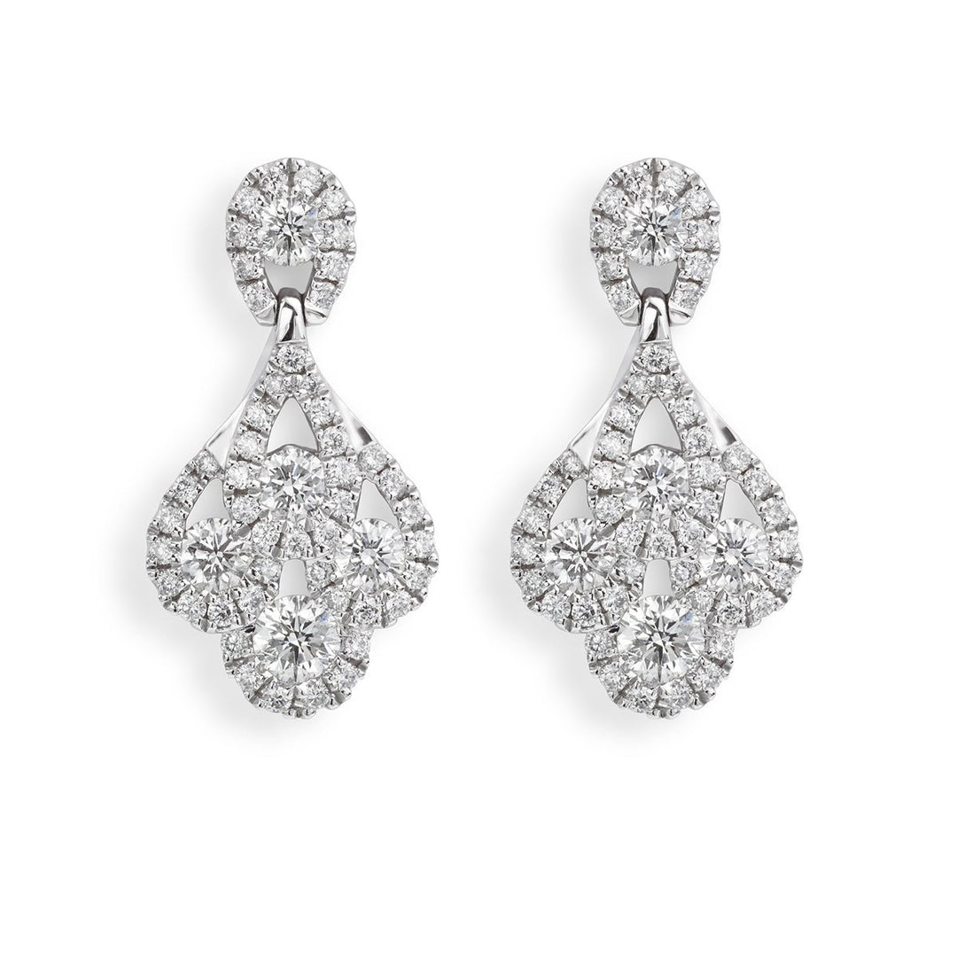 Diamond Peacock Feather Style Drop Earrings - Deacon & Son