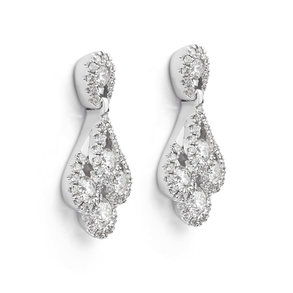 Diamond Peacock Feather Style Drop Earrings - Deacon & Son