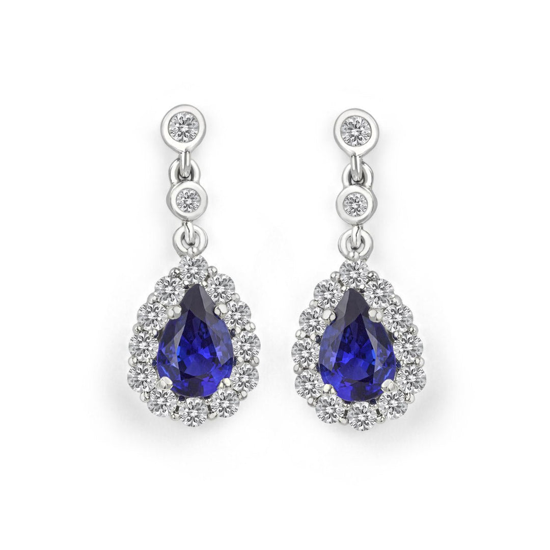 Sapphire and Diamond Cluster Earrings - Deacon & Son