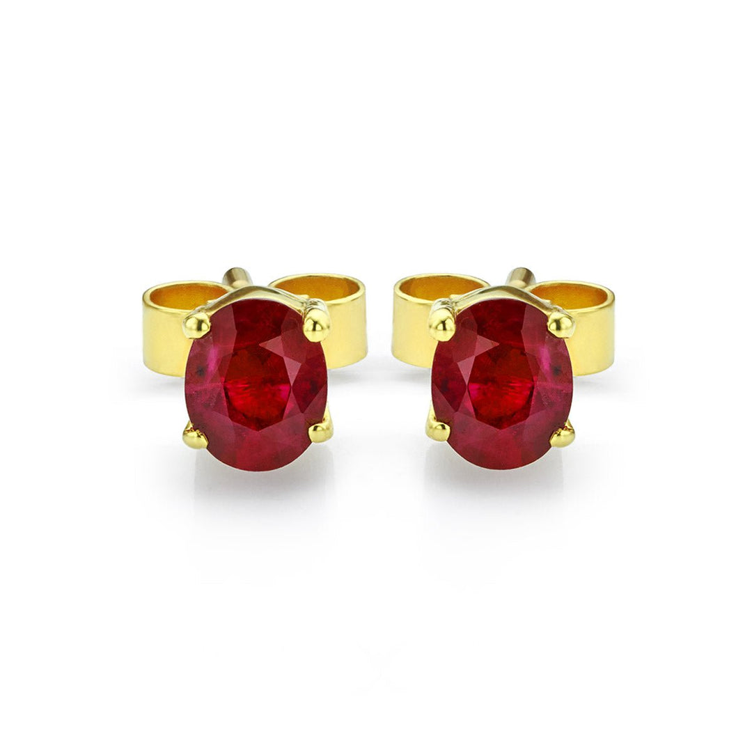 Oval Ruby Stud Earrings - Deacon & Son