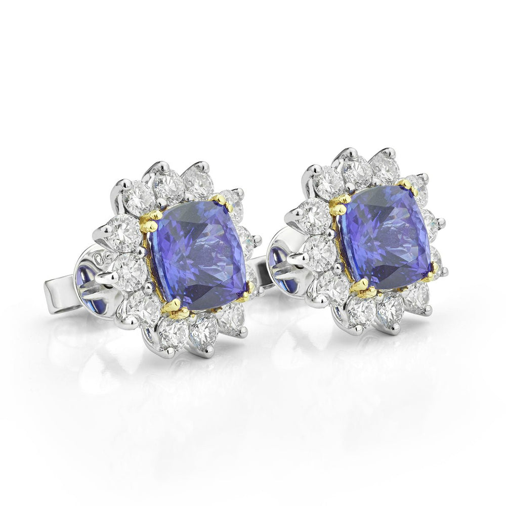 Tanzanite and Diamond Cluster Earrings - Deacon & Son