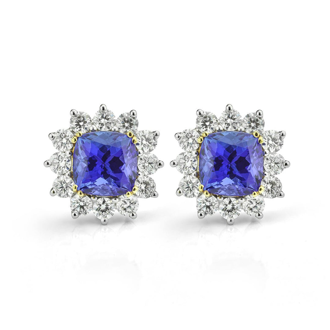 Tanzanite and Diamond Cluster Earrings - Deacon & Son