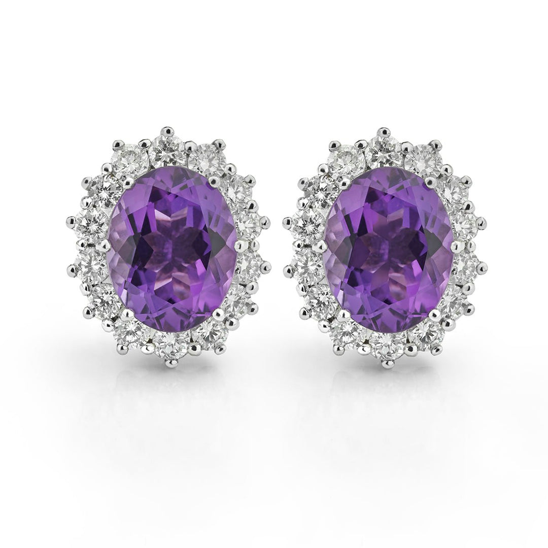 Amethyst and Diamond Earrings - Deacon & Son