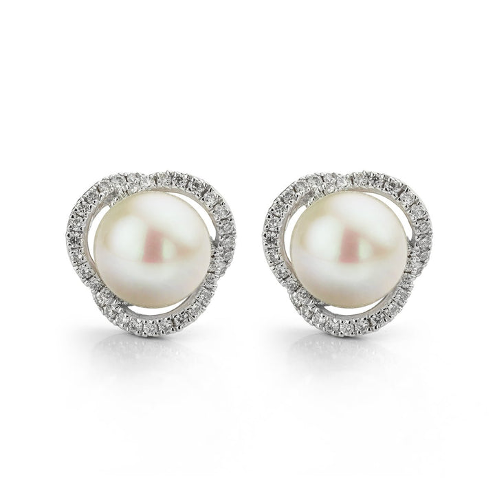 Cultured Pearl and Diamond Cluster Earrings - Deacon & Son