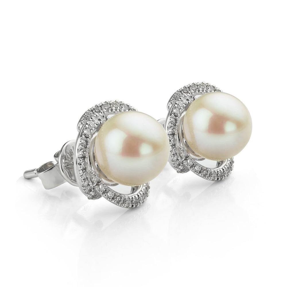 Cultured Pearl and Diamond Cluster Earrings - Deacon & Son