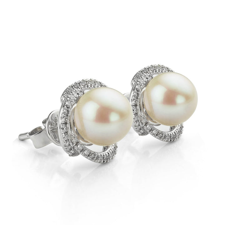 Cultured Pearl and Diamond Cluster Earrings - Deacon & Son