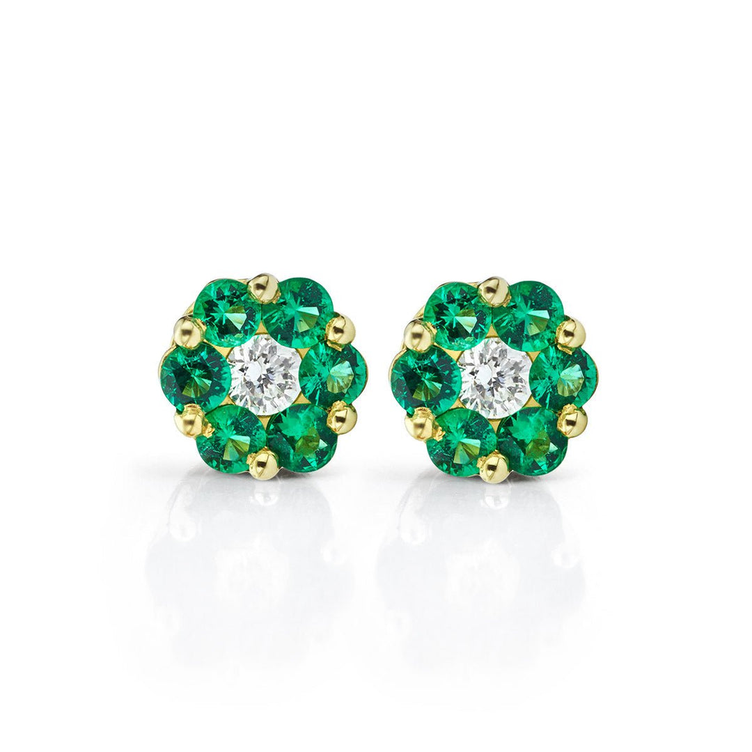 Emerald and Diamond Floral Earrings - Deacon & Son