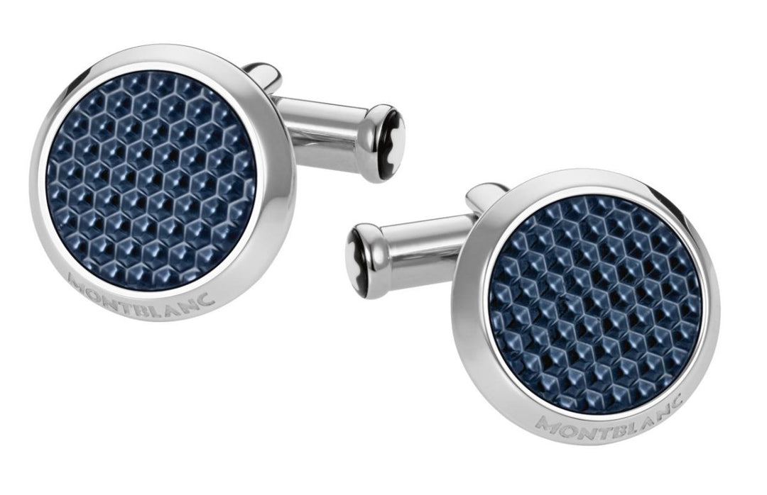 Montblanc Meisterstück Glacier Cufflinks Blue Laq St - Deacon & Son