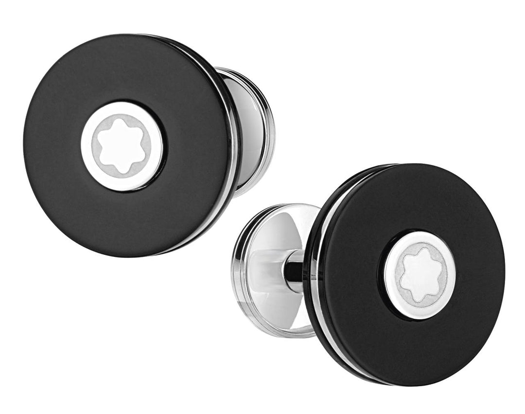 Montblanc Pix Black Resin & Steel Cufflinks - Deacon & Son