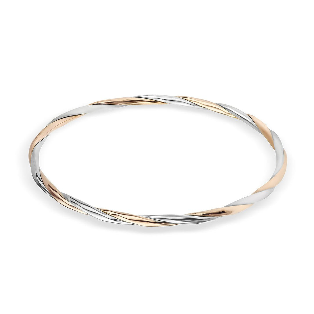 White and Rose Gold Twisted Bangle - Deacon & Son