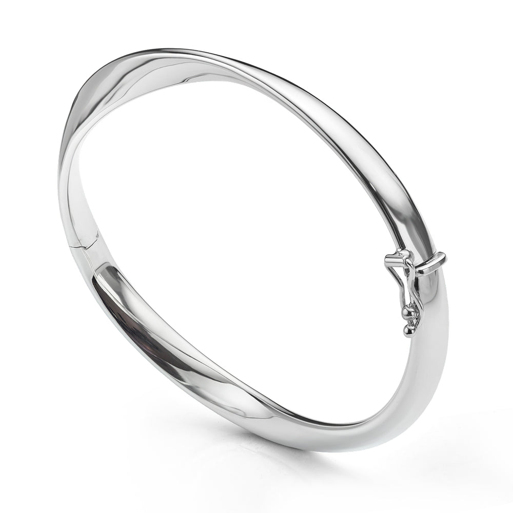 White Gold Hinged Bangle - Deacon & Son