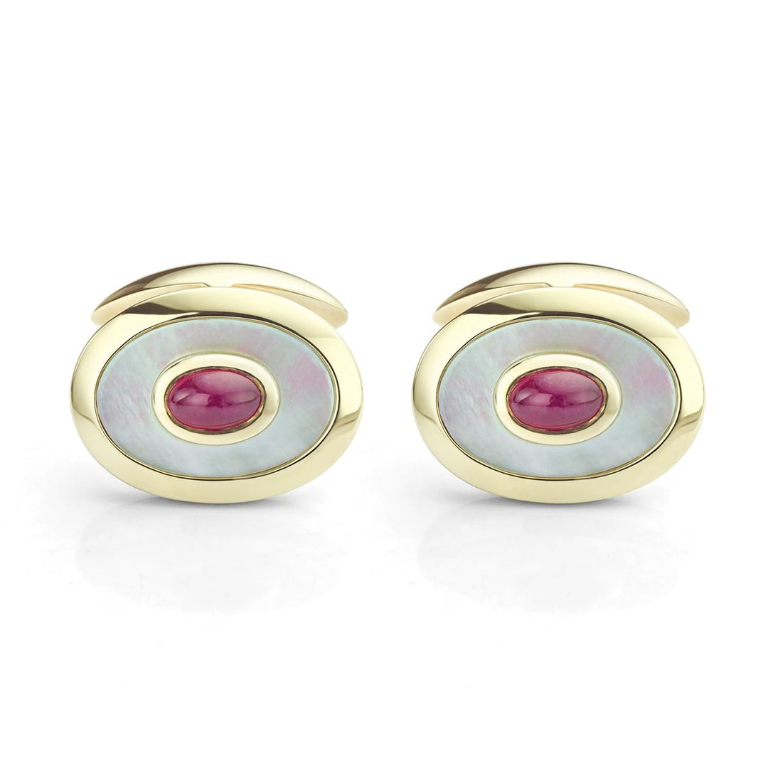 Ruby and Mother of Pearl Cufflinks - Deacon & Son