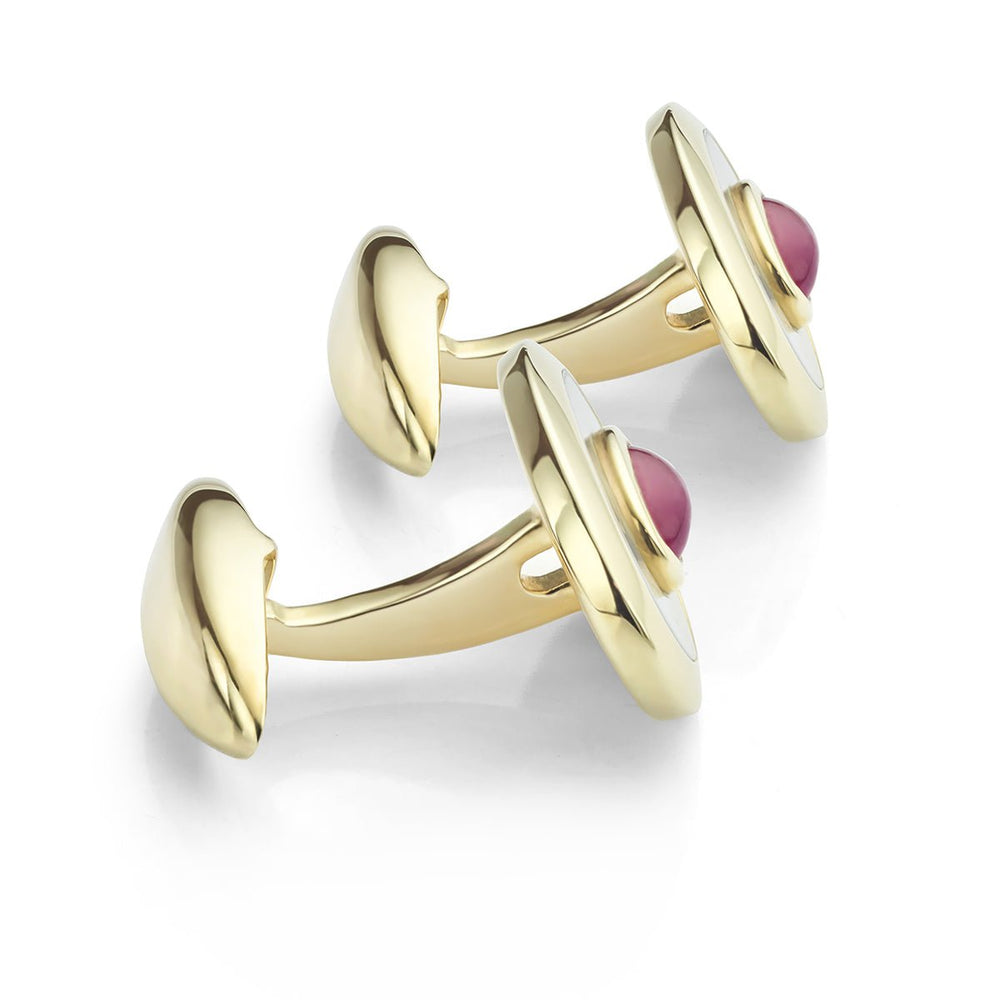Ruby and Mother of Pearl Cufflinks - Deacon & Son