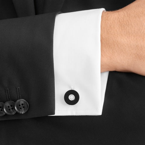 Montblanc Pix Black Resin & Steel Cufflinks - Deacon & Son
