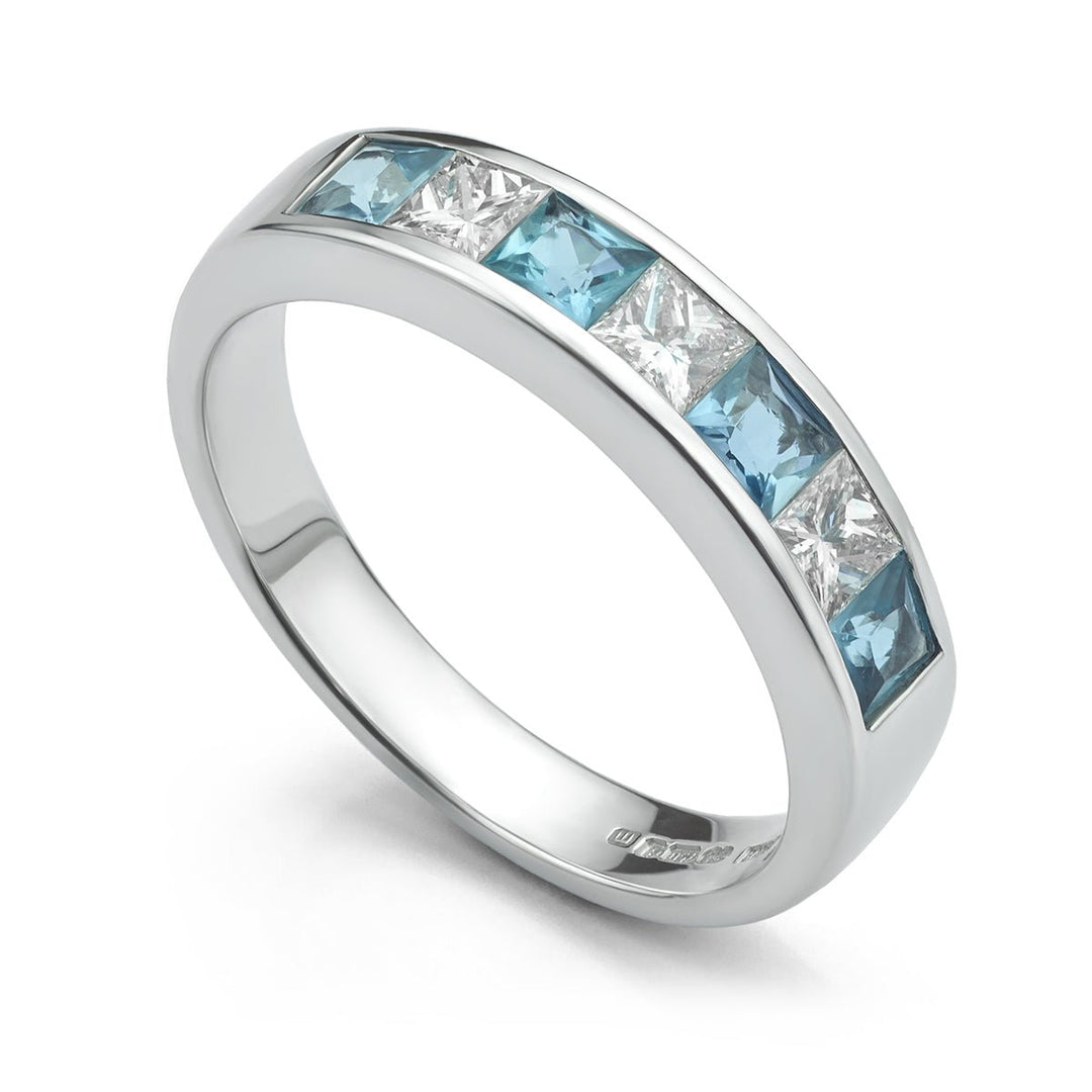 Aquamarine and Diamond Eternity Ring - Deacon & Son