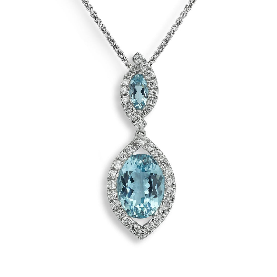 Aquamarine and Diamond Cluster Pendant - Deacon & Son