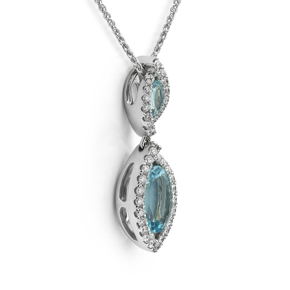 Aquamarine and Diamond Cluster Pendant - Deacon & Son