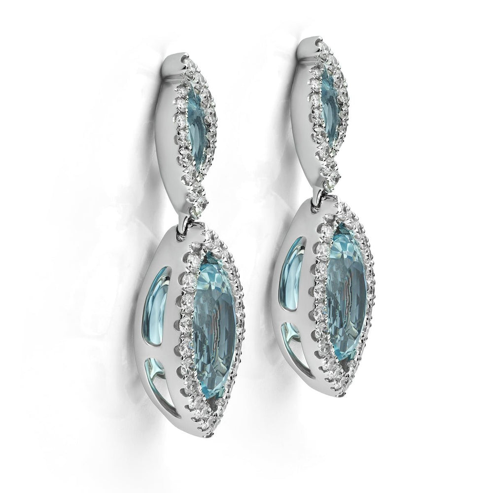 Aquamarine and Diamond Drop Earrings - Deacon & Son