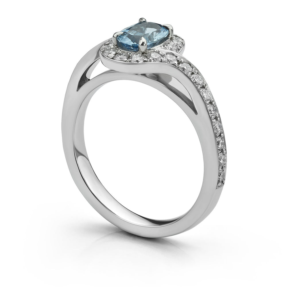 Aquamarine and Diamond twist ring - Deacon & Son