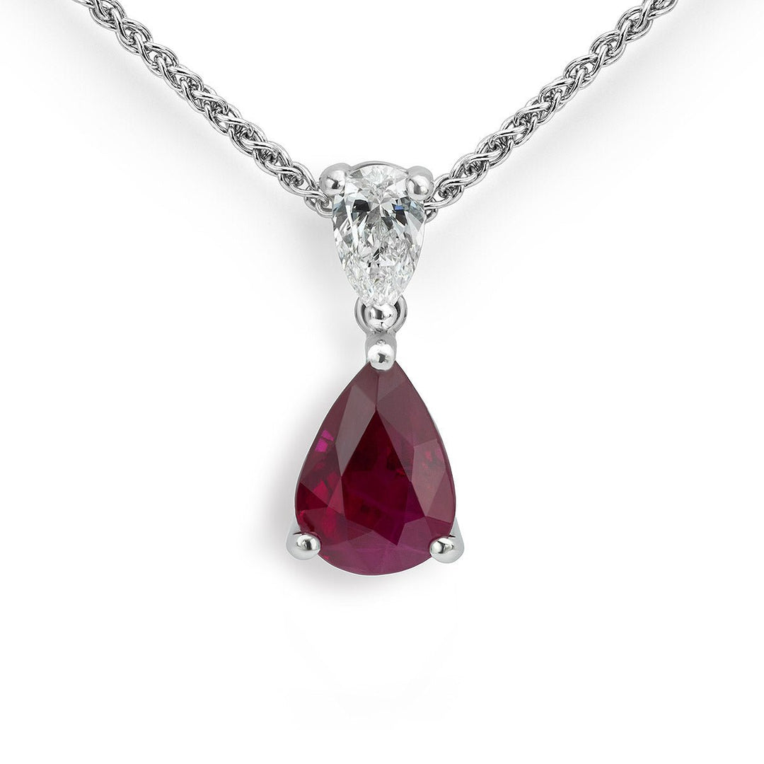 Ruby and Diamond Drop Pendant - Deacon & Son