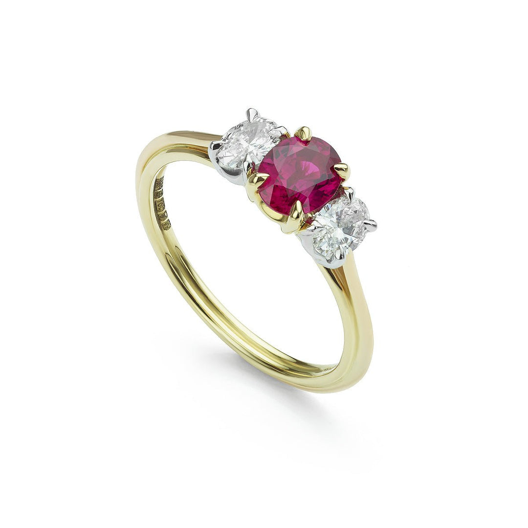 Ruby and Diamond 3 - Stone Ring - Deacon & Son