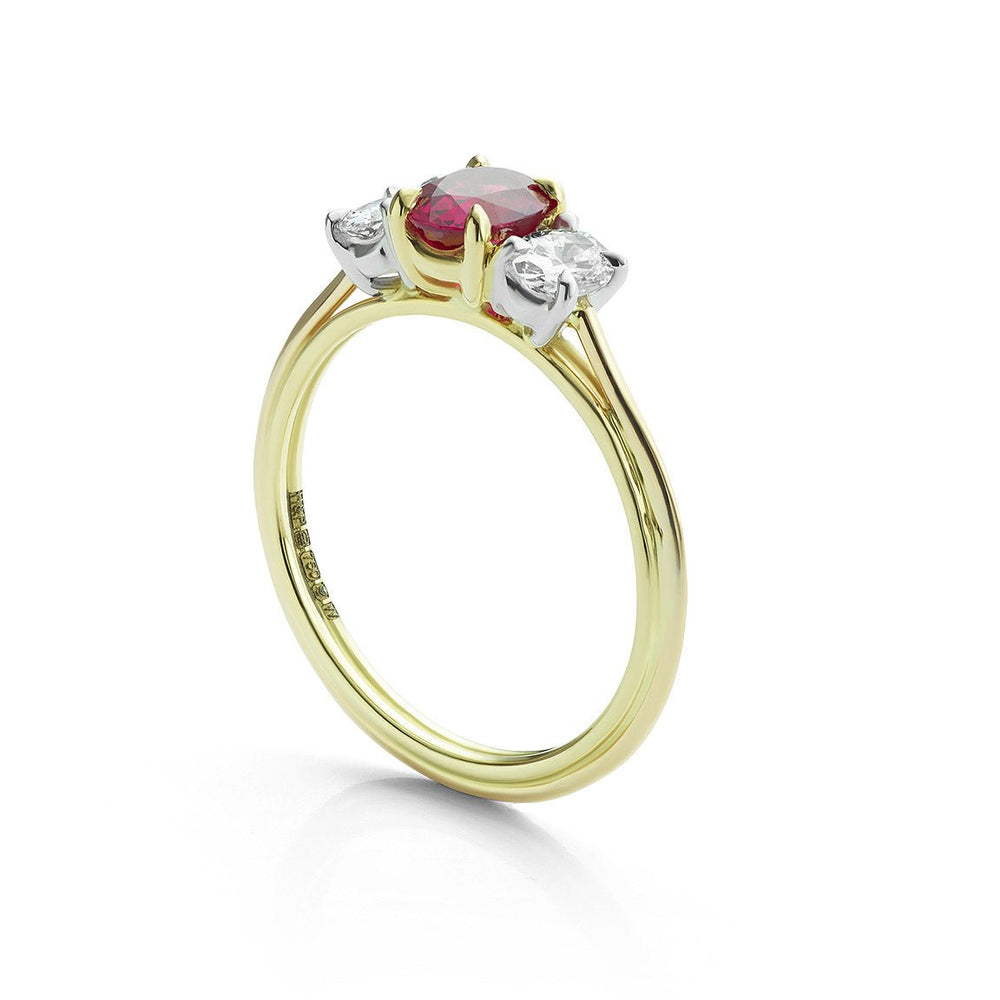 Ruby and Diamond 3 - Stone Ring - Deacon & Son