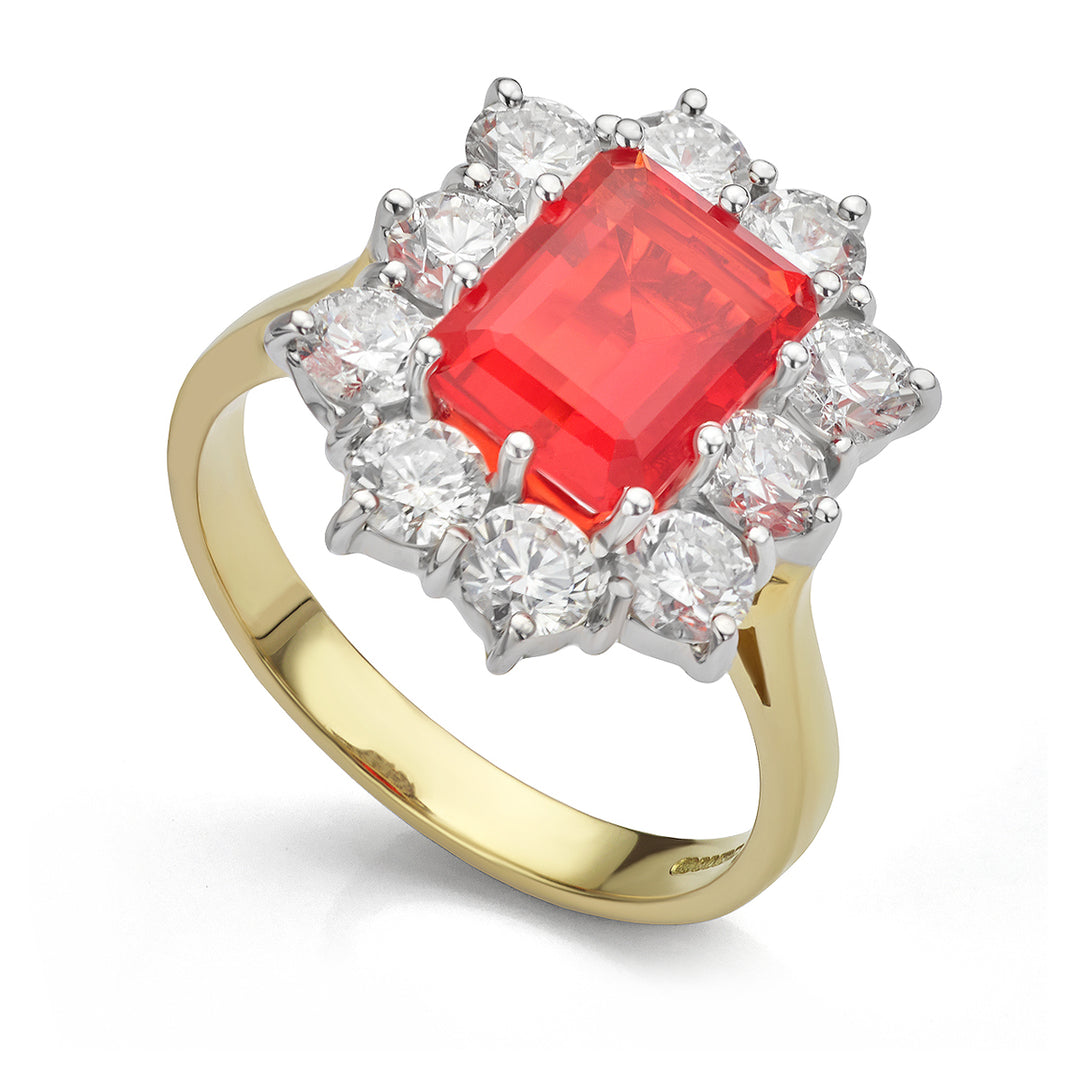 Fire Opal and Diamond Dress Ring