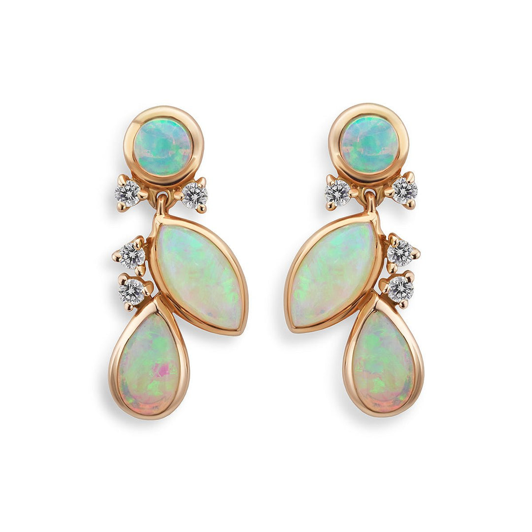 Opal and Diamond Drop Earrings - Deacon & Son