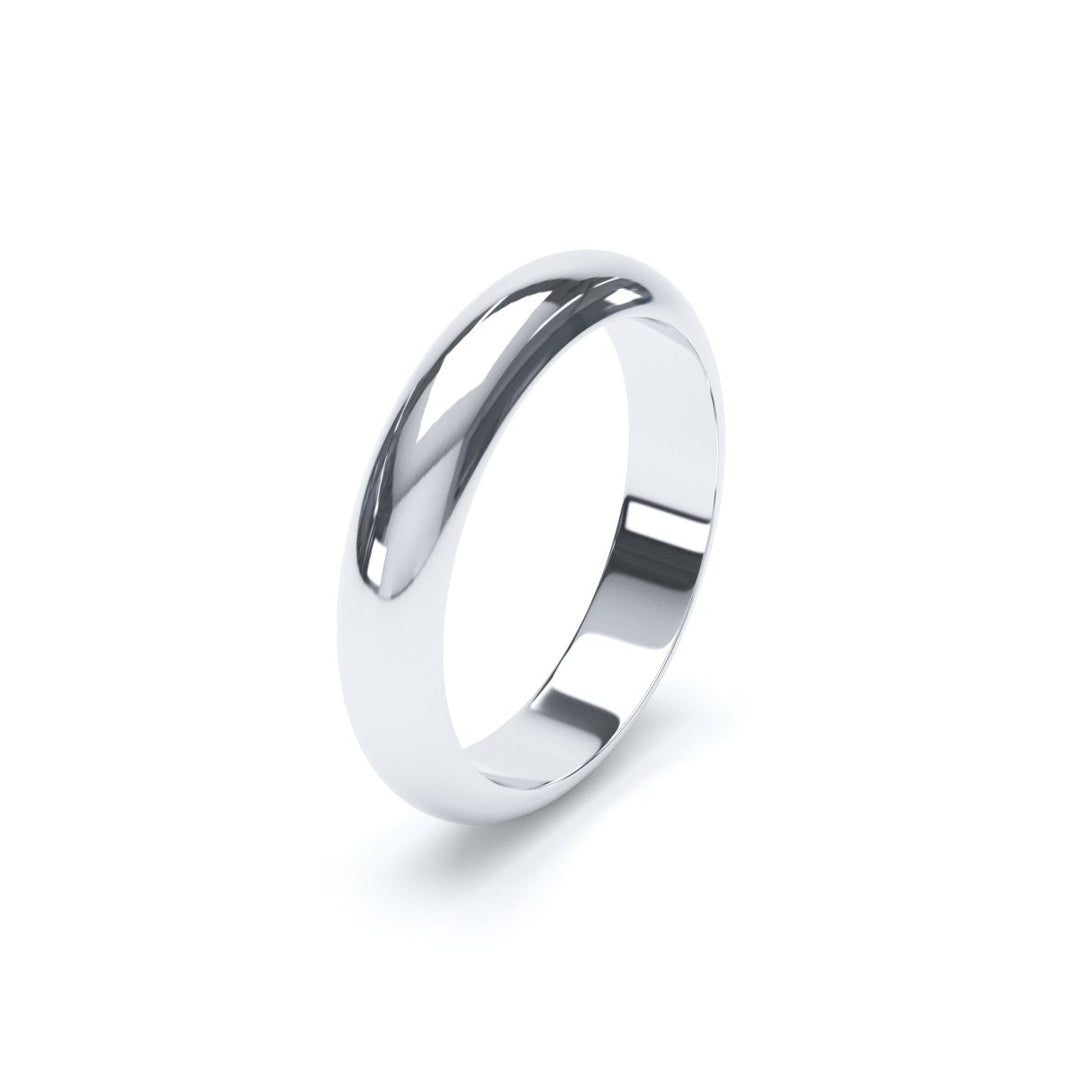 D Court Profile Wedding Ring 18ct White Gold - Deacon & Son