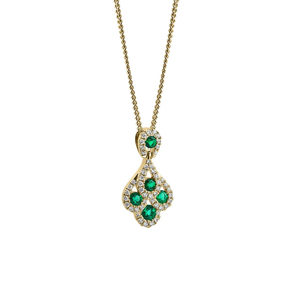 Emerald and Diamond Art Deco Style Pendant - Deacon & Son