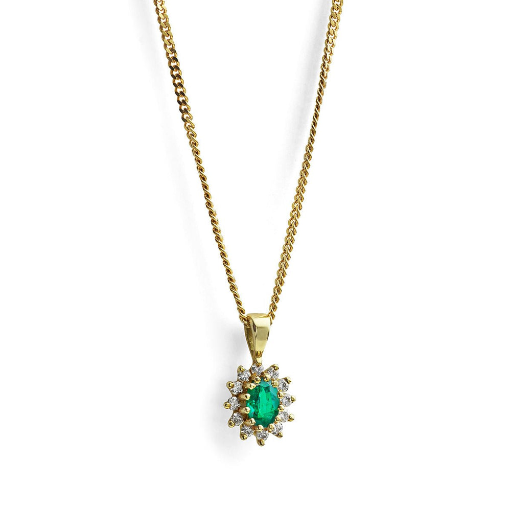Emerald and Diamond Cluster Pendant - Deacon & Son