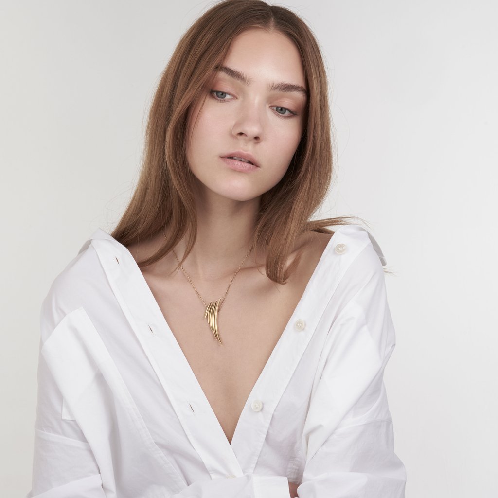 Yellow Gold Vermeil Quill Drop Pendant - Deacon & Son