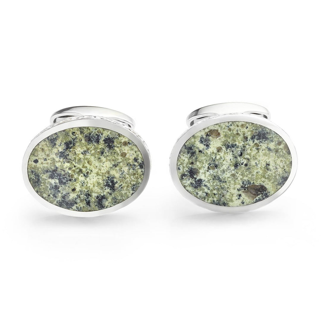 Silver granite set cufflinks - Deacon & Son
