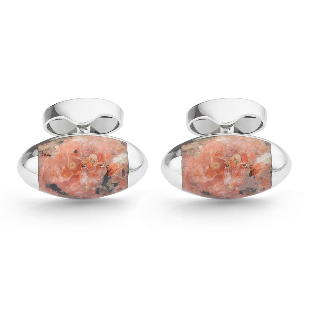 Silver granite set cufflinks - Deacon & Son