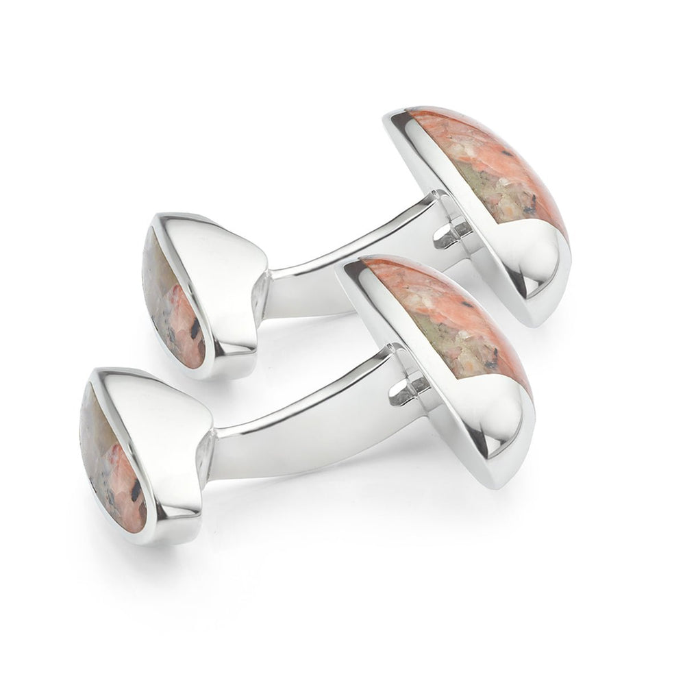 Silver granite set cufflinks - Deacon & Son
