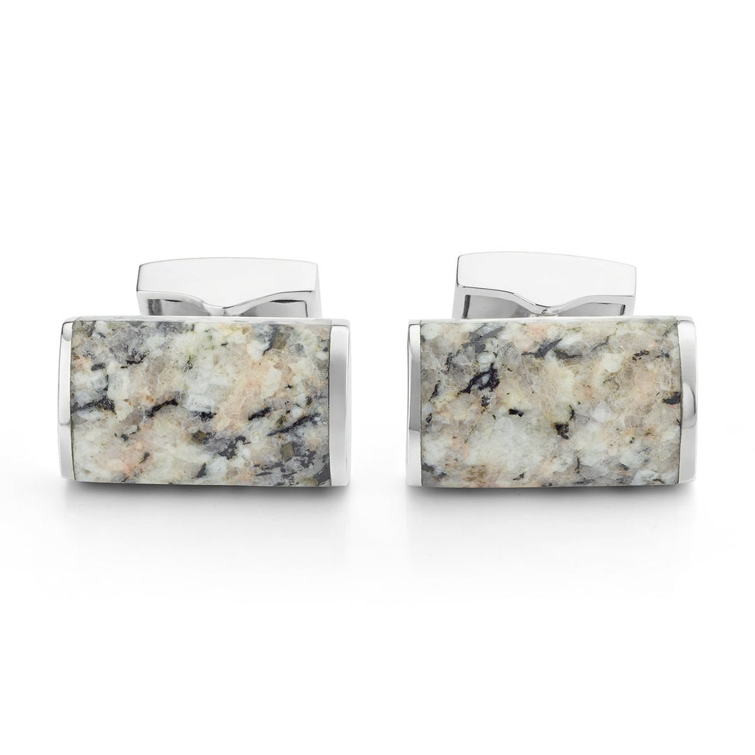 Silver granite set cufflinks - Deacon & Son