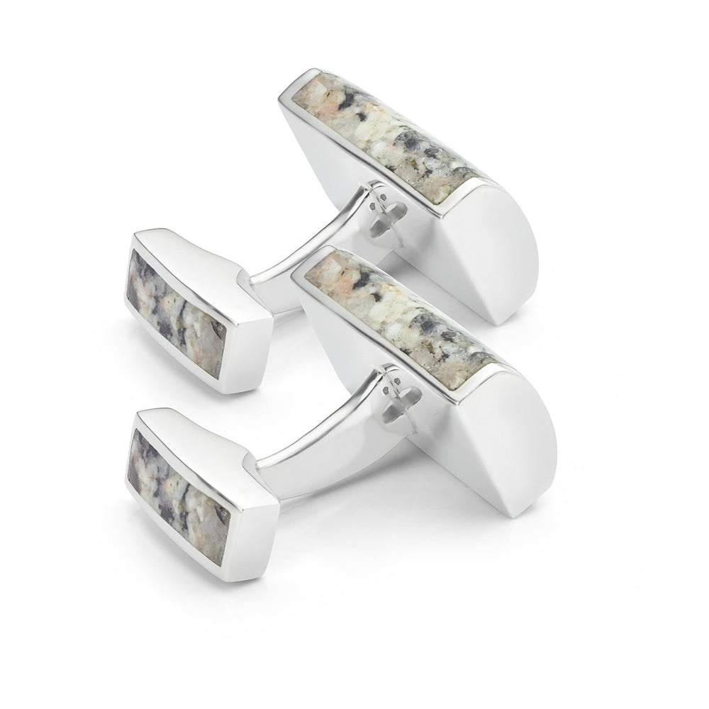 Silver granite set cufflinks - Deacon & Son