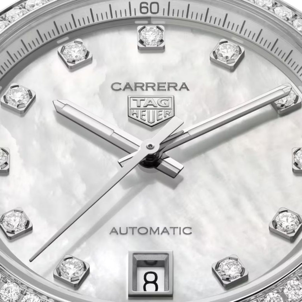 Carrera Date Mother-of-Pearl Diamond Hour Marker and Bezel - Deacon & Son