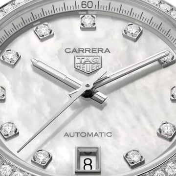 Carrera Date Mother-of-Pearl Diamond Hour Marker and Bezel - Deacon & Son