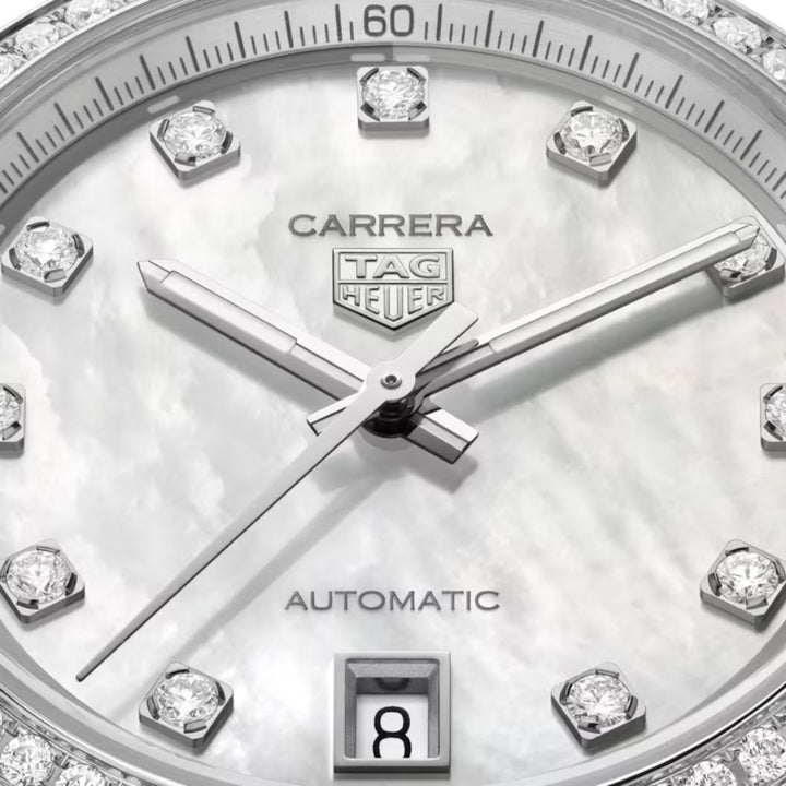 Carrera Date Mother-of-Pearl Diamond Hour Marker and Bezel - Deacon & Son