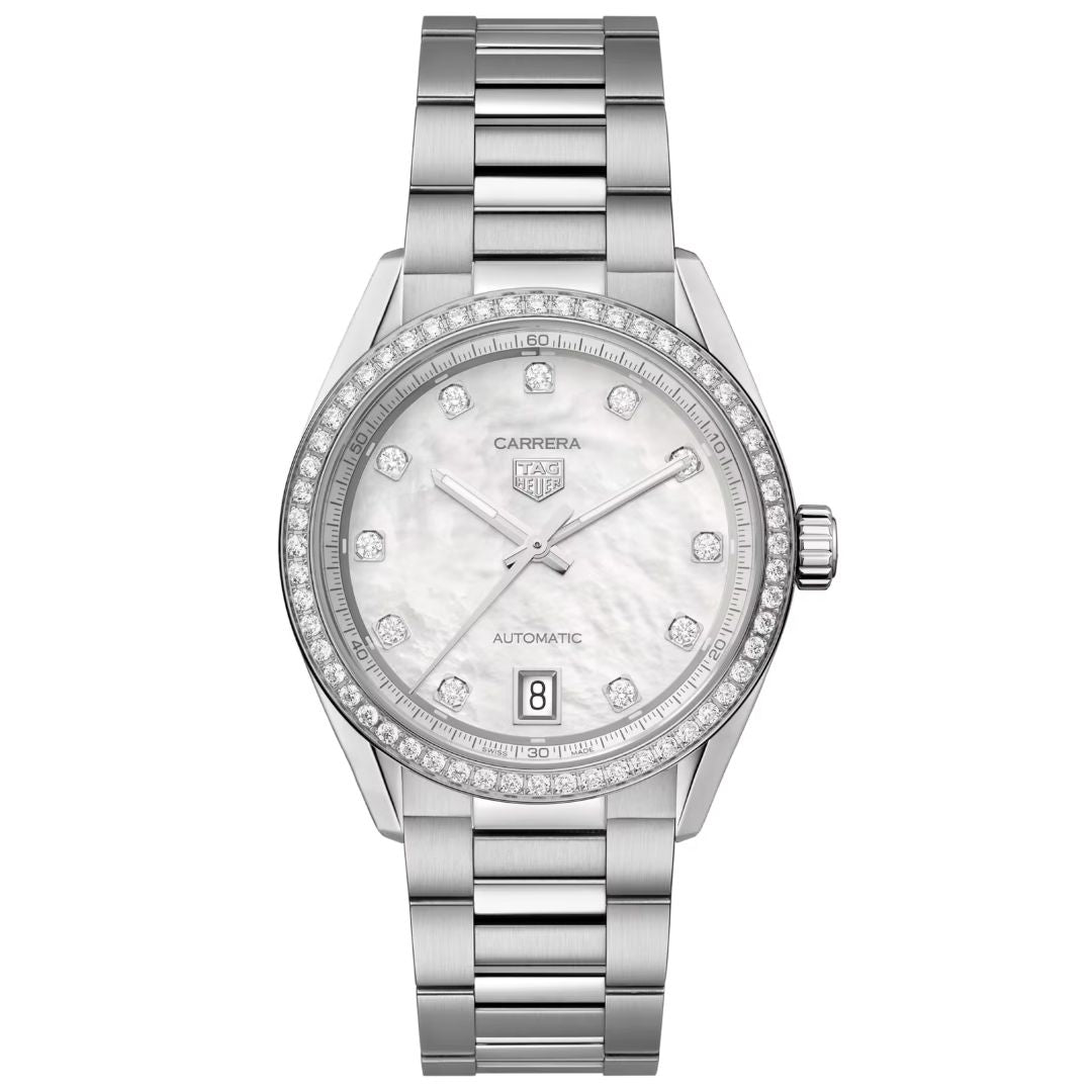 Carrera Date Mother-of-Pearl Diamond Hour Marker and Bezel - Deacon & Son
