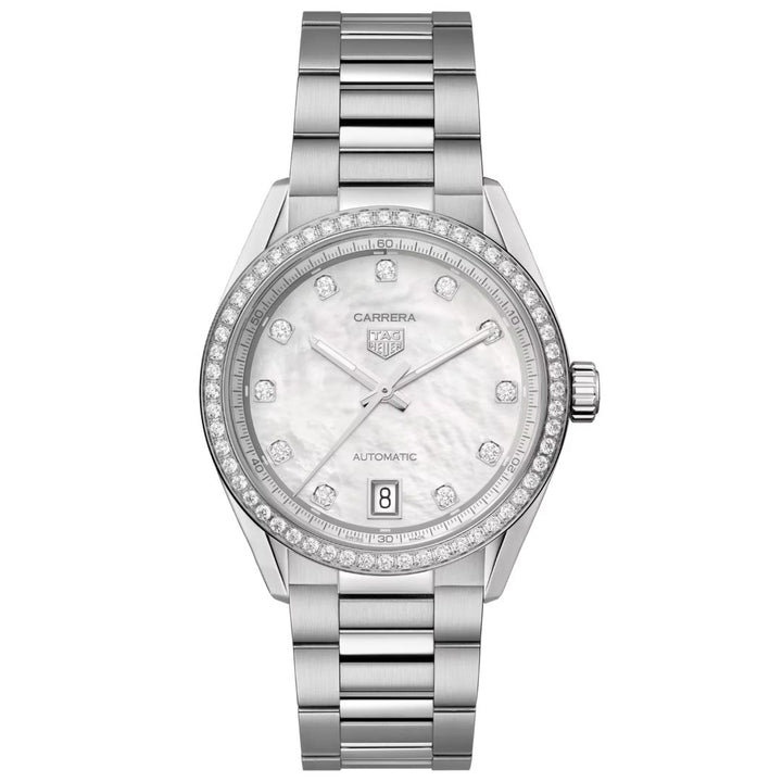 Carrera Date Mother-of-Pearl Diamond Hour Marker and Bezel - Deacon & Son