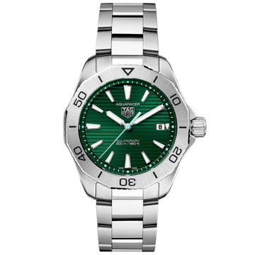 TAG Heuer Aquaracer Solargraph 40mm with green sunray dial and stainless steel bracelet