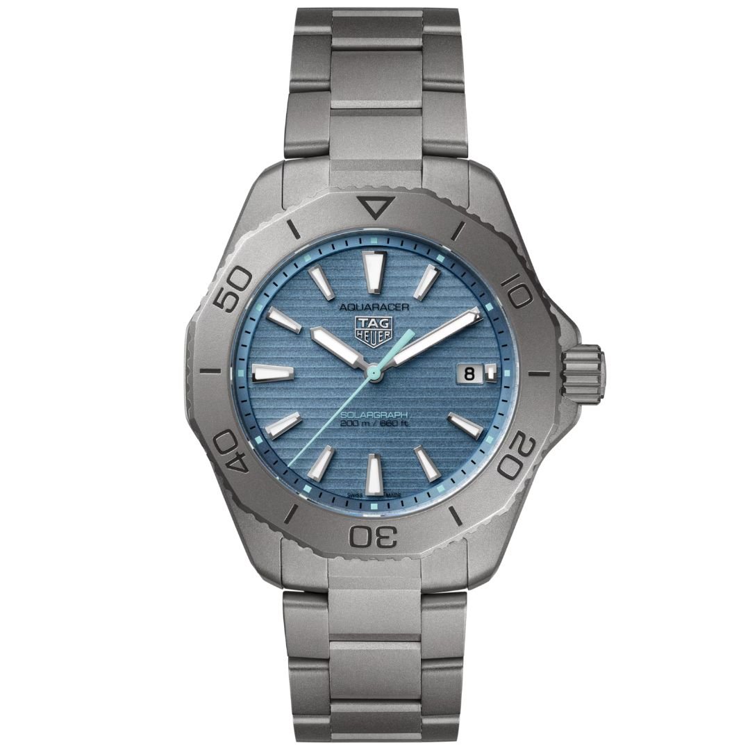 TAG Heuer WBP1182.BF0000 titanium watch with blue sunray dial and luminous hour markers