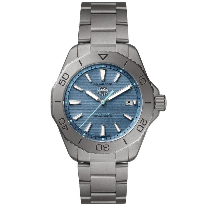 TAG Heuer WBP1182.BF0000 titanium watch with blue sunray dial and luminous hour markers