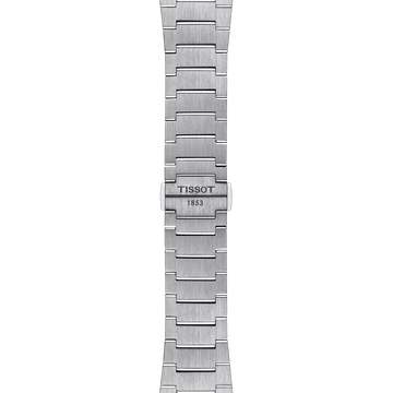 Tissot PRX automatic watch featuring a blue textured dial and integrated steel bracelet