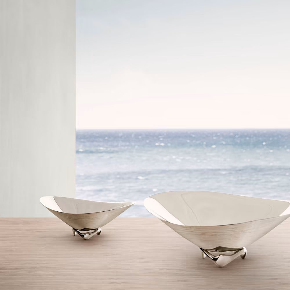 KOPPEL mirror finshed bowl lifestyle shot, seaside home.
