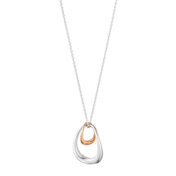Georg Jensen Offspring Necklace with sterling silver and 18ct rose gold interlocking pendant.