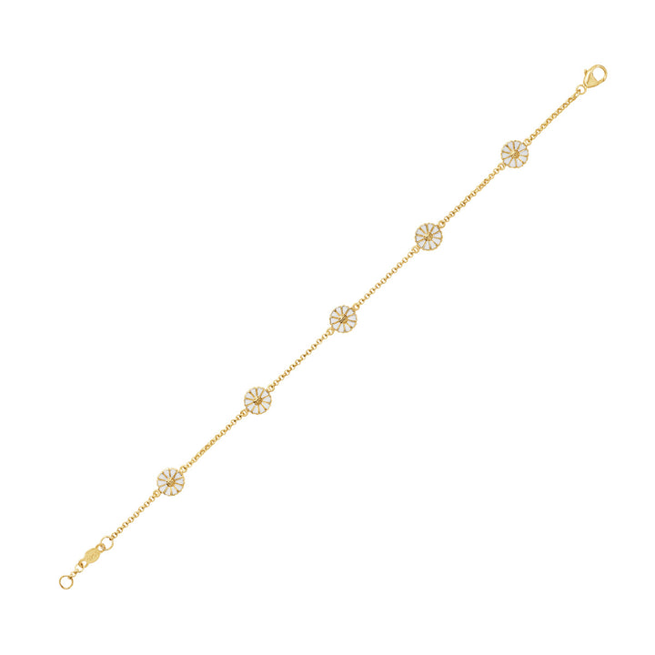Daisy Bracelet Silver Gold Plated with White Enamel